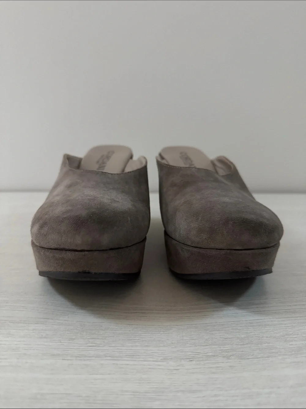 Cordani Taupe Suede Wedge Mules GUC Size 40 (9.5-10)